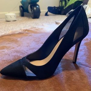 Black pointed toe heels